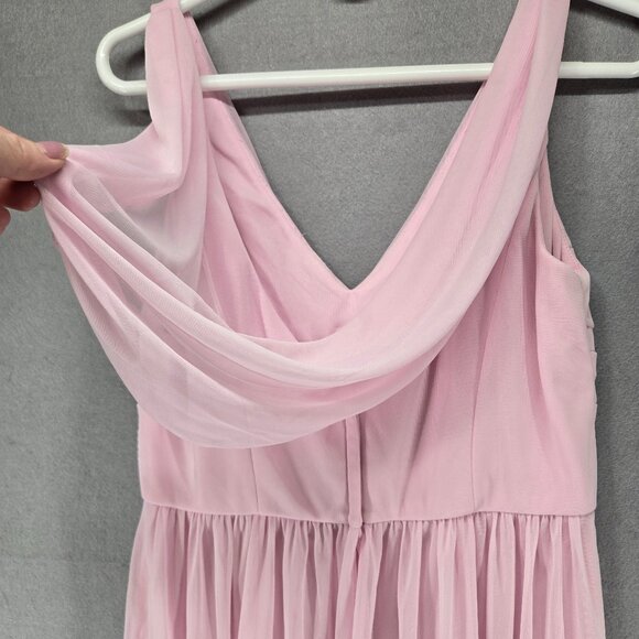 David's Bridal Dress, Knee Length, Bubblegum Pink, Drop Waist, 14, Sheer Drape - Picture 7 of 11